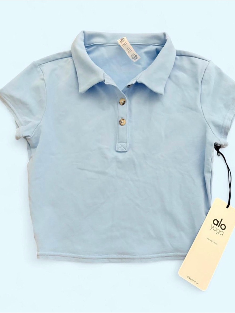 Alo Yoga Light Blue Polo Crop Top